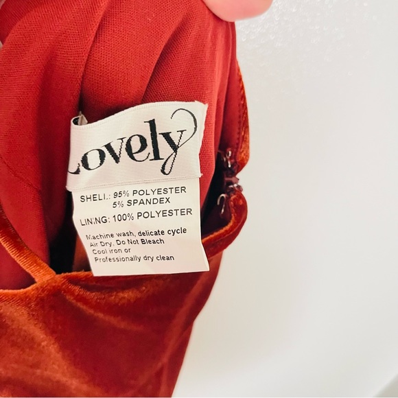 NWT Lovely Drew Square Neck Velvet Maxi Dress with Front Slit in Auburn Moon - Picture 6 of 8